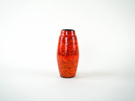 Vaso in ceramica, design tedesco, anni '60, prodotto nella Germania Ovest, Vasi, Arancione (foto 3 di 9)