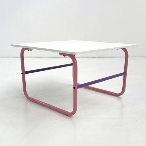 Buisvormige salontafel in paars en roze, jaren 80