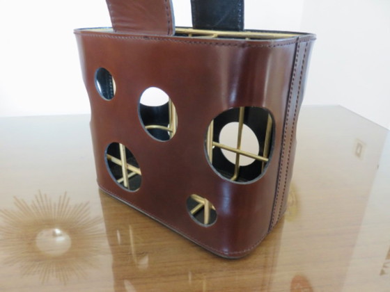 Image 1 of Porte bouteilles en cuir attribué à Jacques Adnet pour les Cognacs J & F Martell, France, 1950