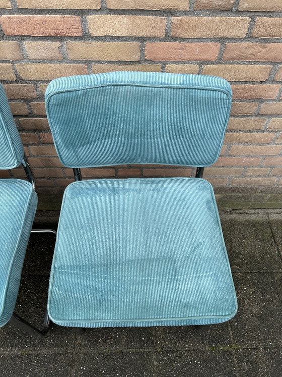 4 Corduroy Chairs with Cholesterol Tubular Frame – Dining chairs, Chrome, Wood (photo 5 of 6)