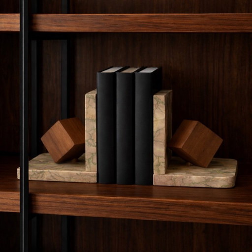 Paire de serres livres marbre rose et gris Portugal