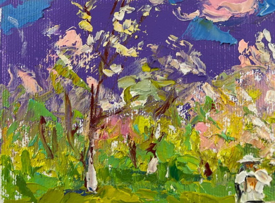 Image 1 of Original Oil Painting Colorful Nature Landscape Breath of spring