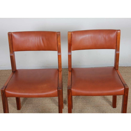 Image 1 of Suite of 4 solid elm chairs published by Self, 1970