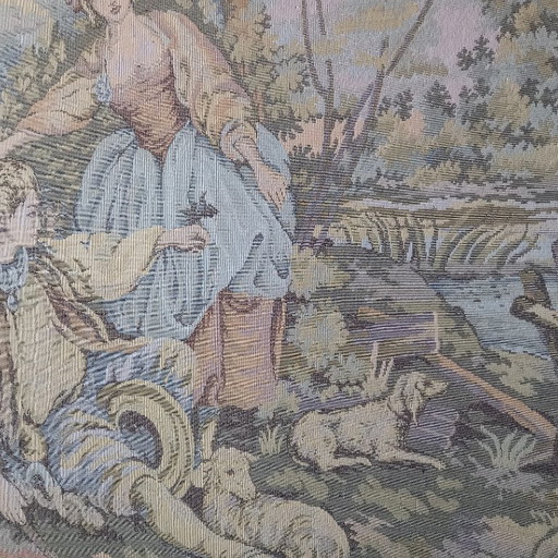 Hand-woven Italian tapestry in a classic wooden frame