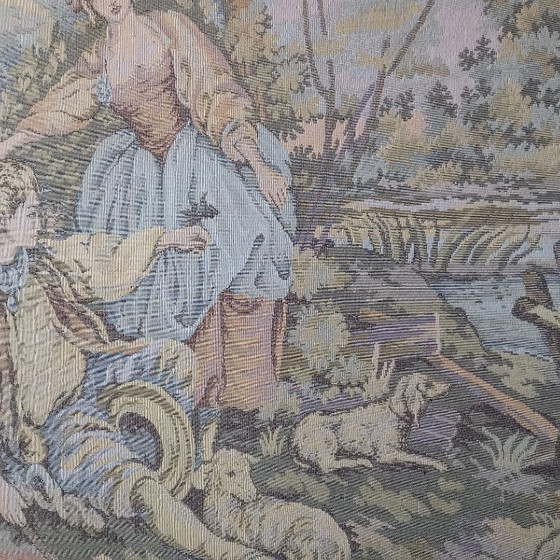 Image 1 of Hand-woven Italian tapestry in a classic wooden frame