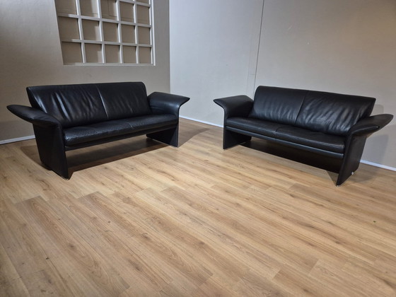 Image 1 of 2x Jori Indy - Canapé 2,5 places - Noir - Cuir - Très bon état -Design