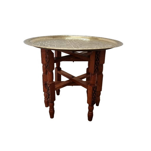 Moroccan Tea Table With Brass Leaf