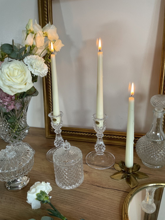 Image 1 of Set of 2 crystal candle holders