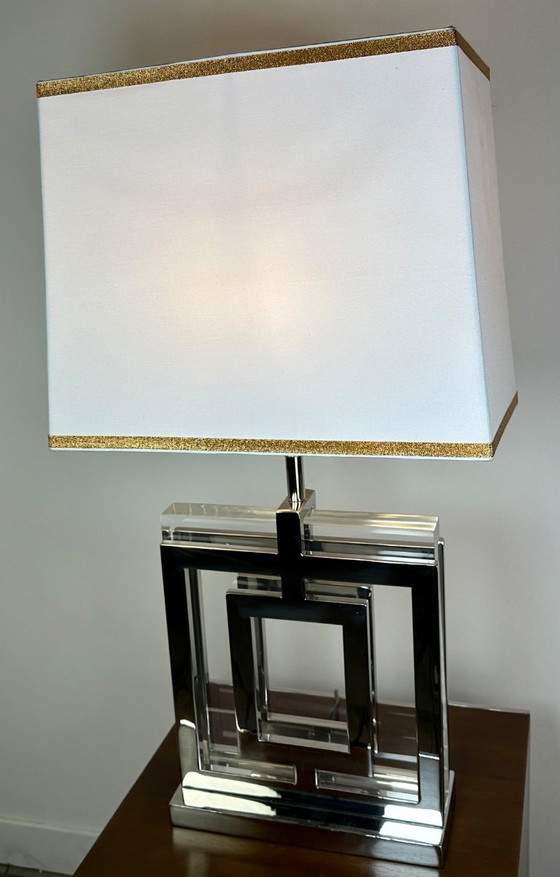 Image 1 of Lamp in art-decostijl van verchroomd aluminium en altuglas, jaren 2000.