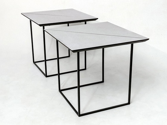 Tavolino laterale postmoderno "a tavolo diviso" – Tavolini, Metal, Vintage (photo 10 of 12)