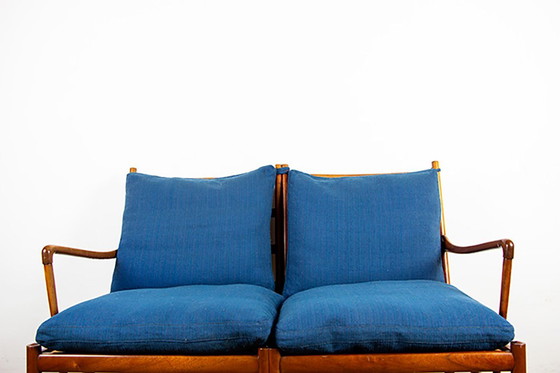 Image 1 of 2-seat Danish sofa in mahogany and cane, model PJ 149/2 OR "Colonial chair" by Ole Wanscher for Poul Jeppesen.