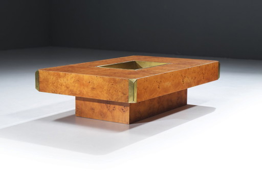 Stunning burlwood Alveo Coffee Table - Attr. to Willy Rizzo - Mario Sabot Italy
