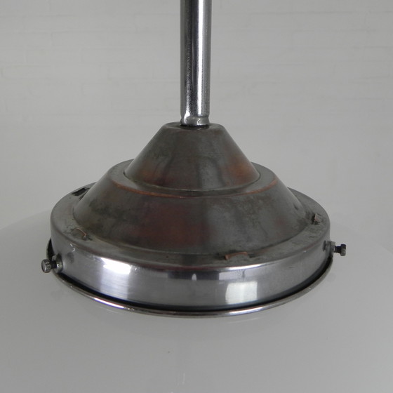 Image 1 of Lampada a sospensione Art Déco con paralume bianco, anni '30