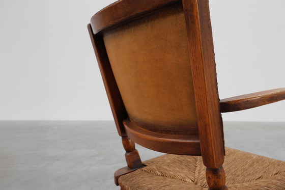 Image 1 of Poltrona in pelle e rovere di Theo Ruth per Artifort, Paesi Bassi, 1940