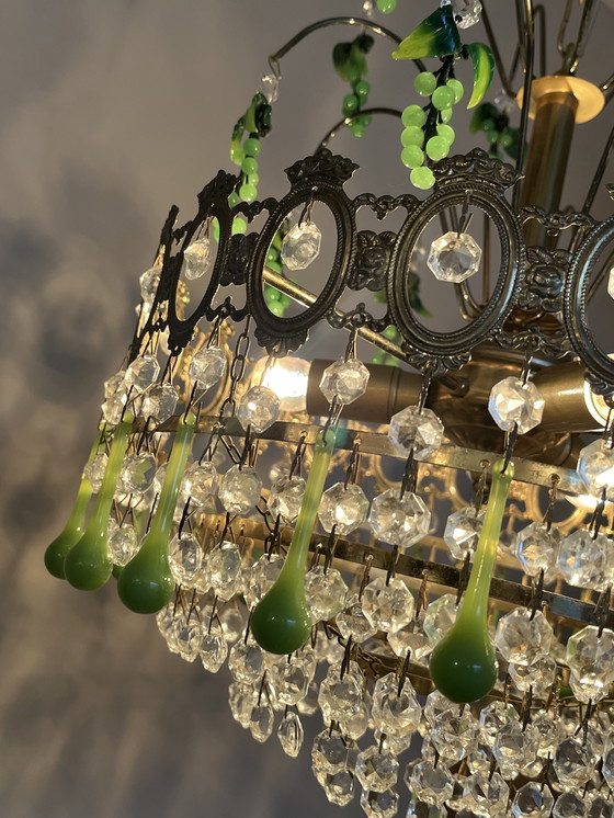 Image 1 of Italian Green Grapes Chandelier Pendant Lamp Vintage