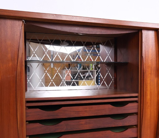 Image 1 of Vintage hoog teak dressoir met 4 schuifdeuren, 1960s
