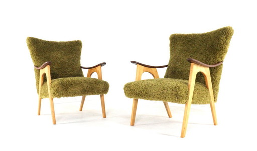 Poltrona vintage "Wing" bicolore con motivo doodle