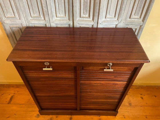 Roller shutter cabinet Filing cabinet Music cabinet Art Deco 1930 French – Storage cabinet, Aluminium (photo 4 of 15)