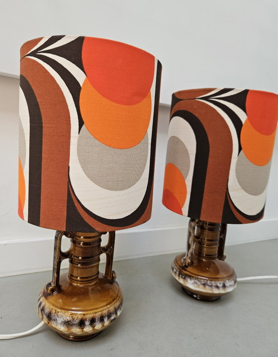 Image 1 of Ensemble de lampes de table vintage années 60 Bay Keramik Allemagne de l'Ouest