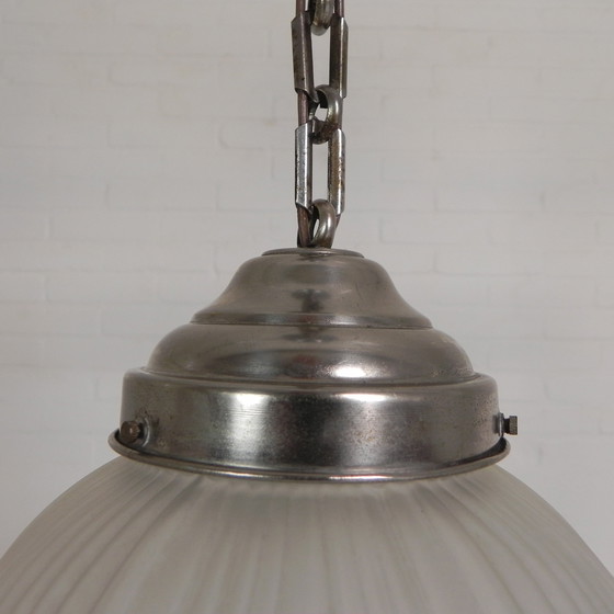Image 1 of Art Deco pendant lamp with round sphere with geometric patterns, 1930s