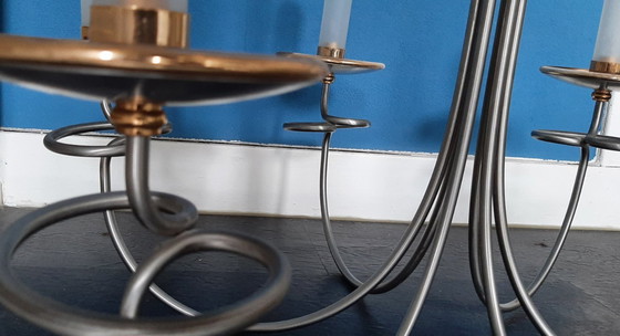 Image 1 of Italiaanse 6 lichts (led) kroonluchter/hanglamp -mid-century 