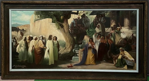 A. De Cramer. Groot schilderij. "Bijbelse scène" – schilderijen tekeningen, Canvas (photo 2 of 8)