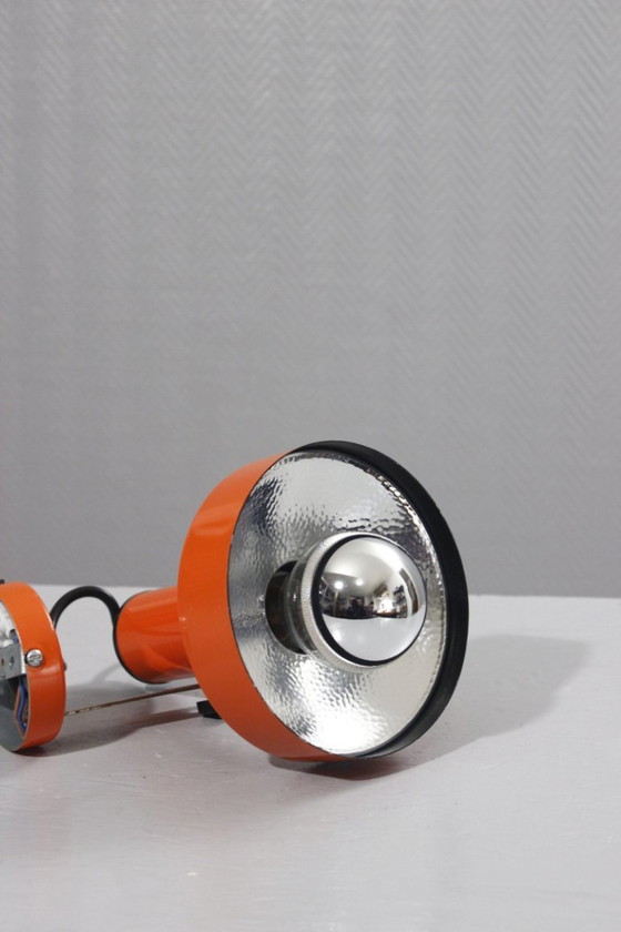 Image 1 of Applique vintage, faretto orientabile, alluminio arancione, design anni '70