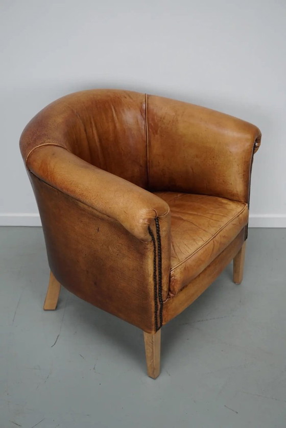 Image 1 of Vintage Nederlandse cognackleurige leren clubfauteuil