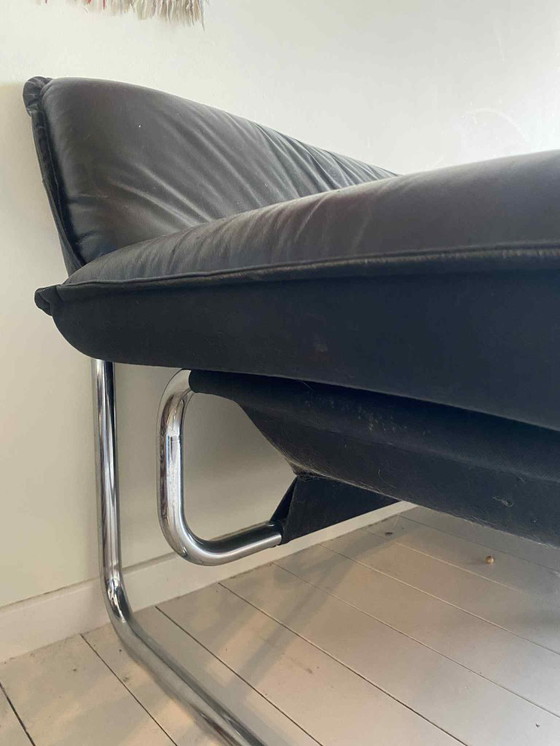 Image 1 of Divano in pelle nera della metà del secolo di Johan Bertil Häggstorm per IKEA 1980 Svezia