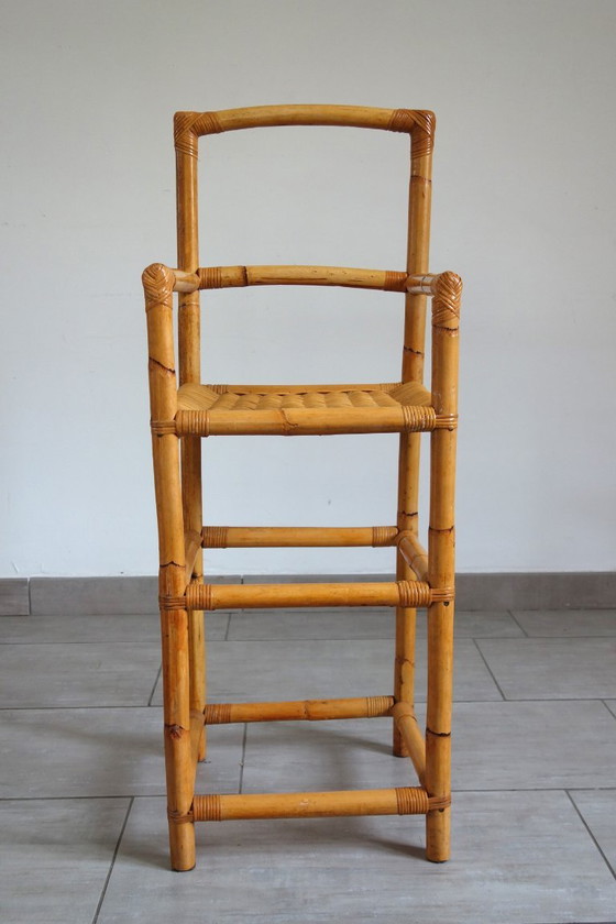 Vintage Rattan and Bamboo High Stool (photo 2 of 10)