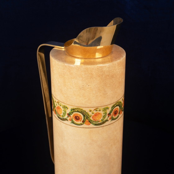 Termos Aldo Tura Mod. 1157D in pergamena di capra con fregio decorativo, 1970 – Carrelli bar, Leather (photo 8 of 21)
