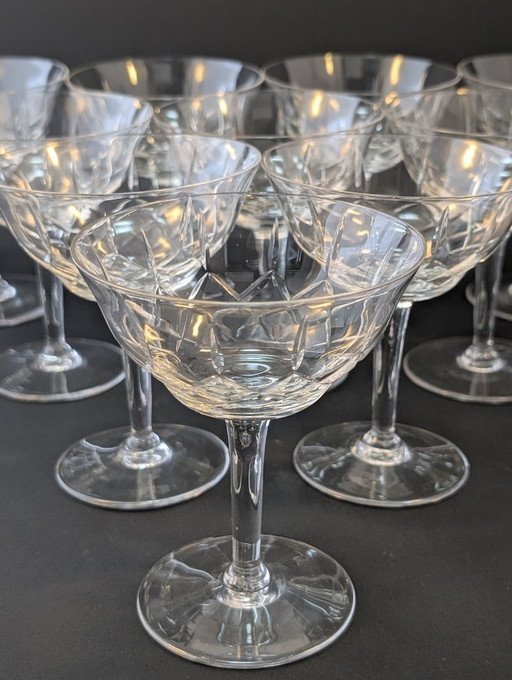 10 bicchieri di cristallo da champagne (Doyen) reattivi ai raggi UV – glazen karaffen, Crystal, Glass (photo 2 of 5)
