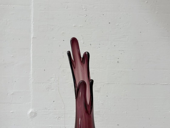 Image 1 of Vase expressif en verre de Murano violet, années 1950