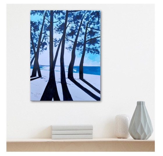 Image 1 of Oost-Indische inkt op wit fabriano papier 300g Onderwerp: Cap Coz Formaat 30x40cm.