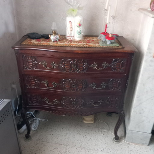 Bookcase and matching chest of drawers . Beautiful antique painting. Large copper church candlestick, beautiful antique vase .