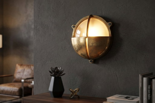 Lámpara de mamparo náutica vintage en latón macizo – Auténtico estilo industrial