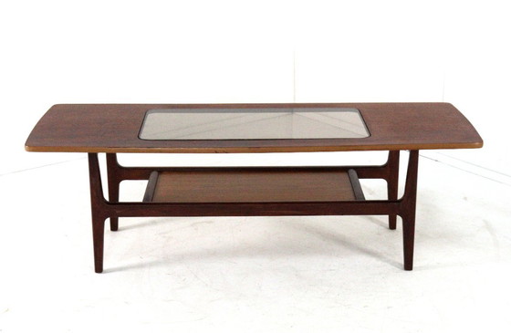 Image 1 of Vintage coffee table with glass and magazine rack 'Bristol'