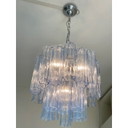 Contemporary Blue “Tronchi” Murano Glass Chandelier in Venini Style