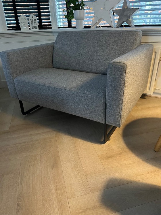 Image 1 of Artifort Mare Bank, 1,5 zits stoel en hocker - Grijze Wol