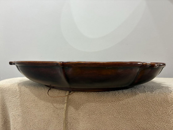 Miroir mural en céramique illuminé PAN Keramik, Allemagne de l'Ouest, années 1970, Verre, Marron (photo 4 sur 7)