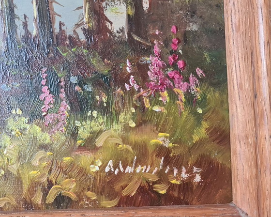 Image 1 of Landelijk bloemrijk schilderij van de impressionistische schilder Prof. August A. Wendehals.