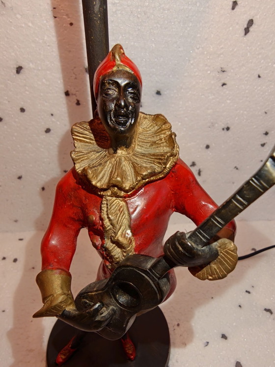 Vintage Blackamoor brass Harlequin Lamp 1920s-1930s, Table lamps, Metal, Bronze, Multi Color, Figuratief (photo 6 of 9)