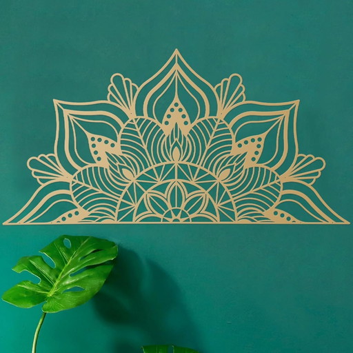 ESTART Grand mandala en métal - Décoration murale unique en forme de fleur de lotus pour salon, chambre à coucher, bureau et mai