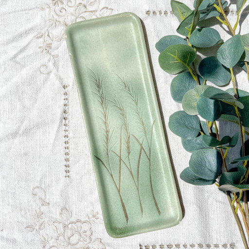 Plato de Espárragos de Fayenza Verde Vintage Abu Gosh Jerusalén