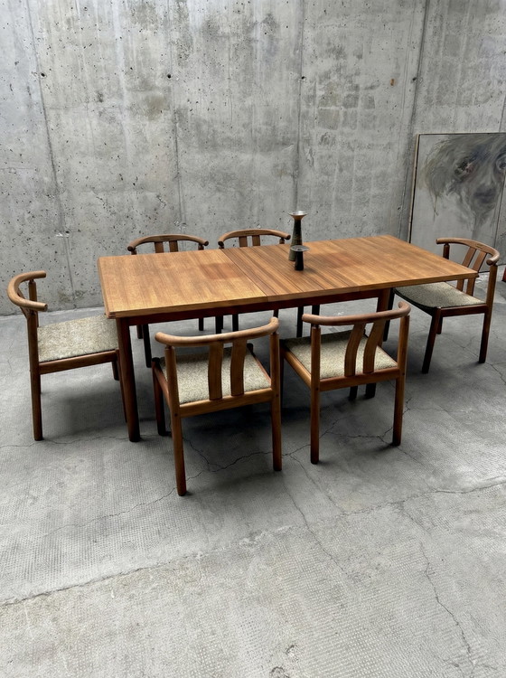 Image 1 of HANS J. FRYDENDAL FOR BOLTINGE STØLEFABRIK TEAK WOOD DINING TABLE & 6 CHAIRS DENMARK 1970s