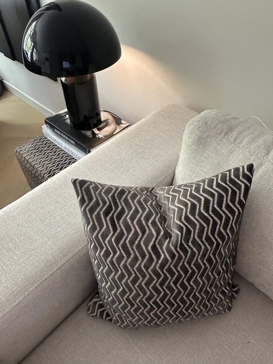 Image 1 of Pouf with luxury velour print fabric + matching cushion