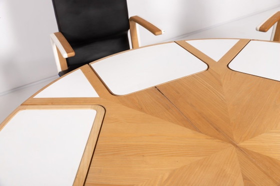 Image 1 of Unique Danish Design table with fixed armchairs from Peter Karpf, 1980’s