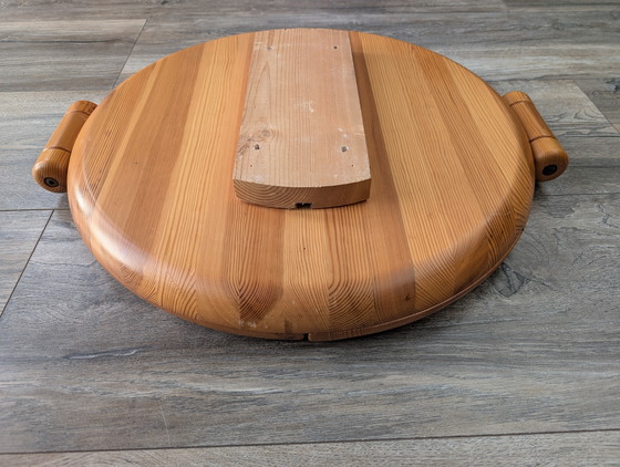 Image 1 of Vintage Mid Century style Danish Design PEDERSEN & HANSEN heavy massive teak wooden wall mirror from the 60/70s