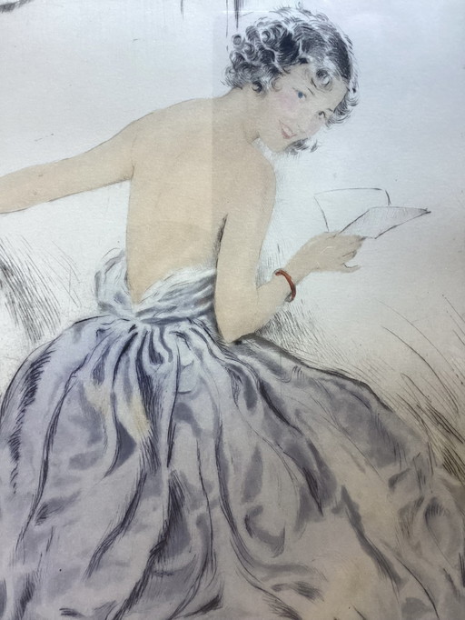 Art Deco - Lettre lisant une jeune femme - set de couleurs