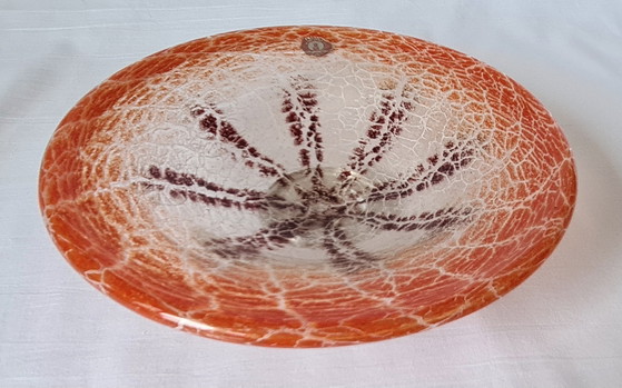 Bol en verre WMF Ikora K. Wiedmann Art Déco Rouge Rare avec étiquette d'origine 24,5 cm (photo 5 of 15)